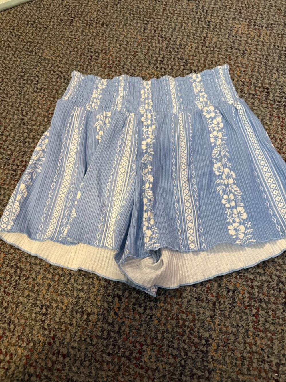 Large Hibiscus Print Beachy Shorts